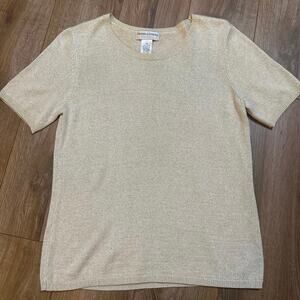 Drapers & Damons petites sweater gold pullover short sleeve